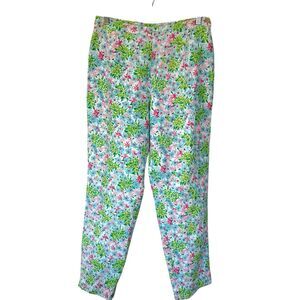 Vintage Lilly Pulitzer White Label Floral High Waisted Pants Size 12 Lined